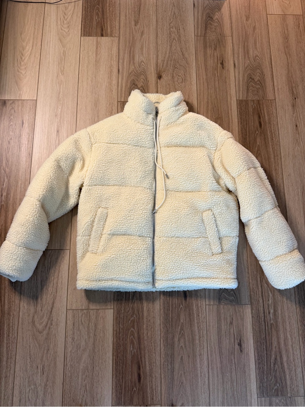 Barneys Cream Sherpa Puffer Jacket - Cozy Zip Front